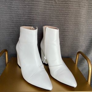 White heeled booties